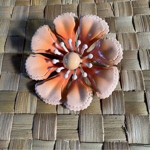 Vintage light coral Flower Brooch